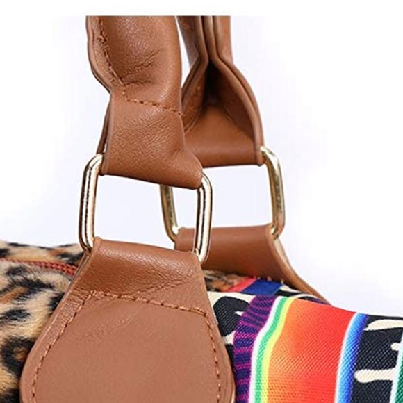 New Leopard And Aztec Print Weekender/Duffle Bag With Shoulder Strap - Picture 8 of 10